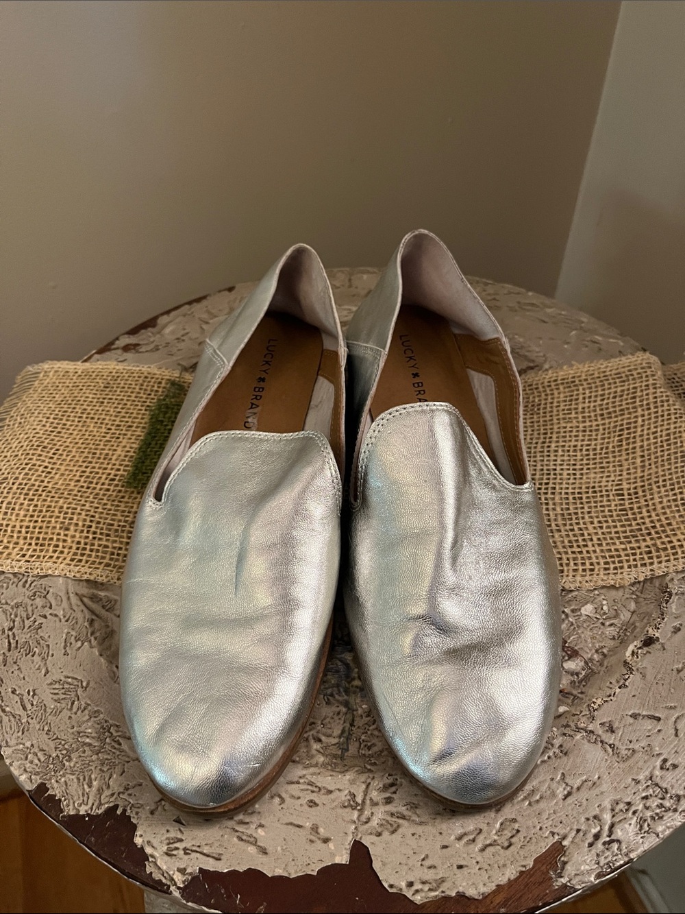 Lucky Brand Iridescent Silver Slip-On Flats for Women
